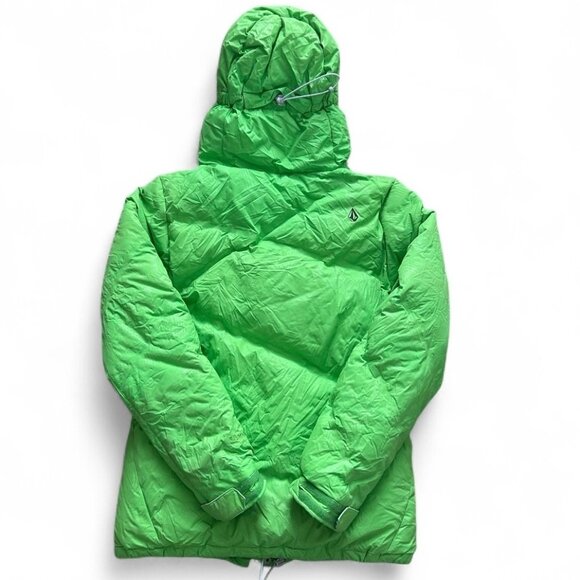 Volcom Thermonite Verified Down Jacket Small Green Insulated Snowboard Ski Coat - Picture 8 of 14